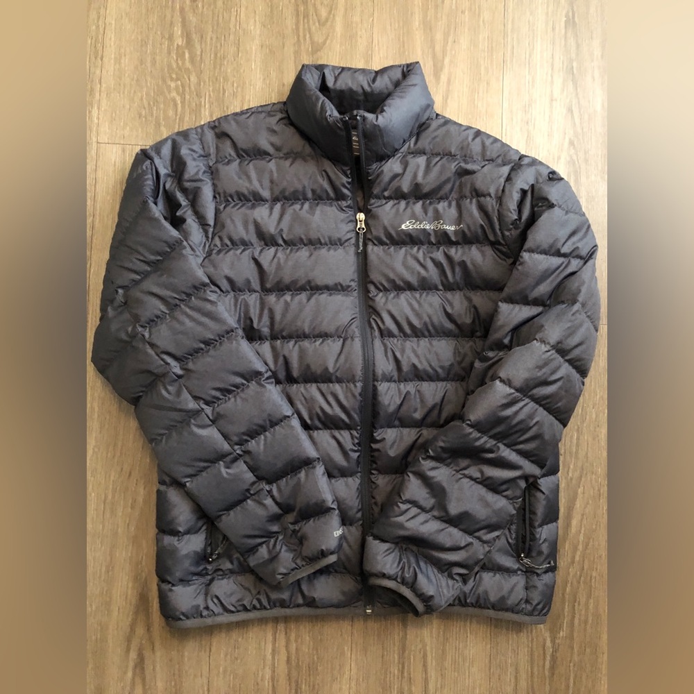 Eddie Bauer Charcoal Quilted Down Puffer EB650 Jacket Men’s Size M